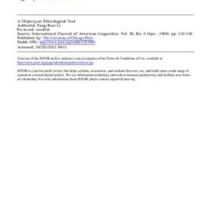 خرید و دانلود نسخه کامل کتاب A Chipewyan Ethnological Text