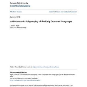 خرید و دانلود نسخه کامل کتاب A Glottometric Subgrouping of the Early Germanic Languages (MA thesis)