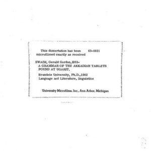 خرید و دانلود نسخه کامل کتاب A Grammar of the Akkadian Tablets Found at Uragit ( PhD diss. )