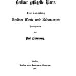 خرید و دانلود نسخه کامل کتاب Berliner geflügelte Worte. Eine Sammlung Berliner Worte und Redensarten