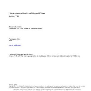 خرید و دانلود نسخه کامل کتاب Literacy acquisition in multilingual Eritrea
