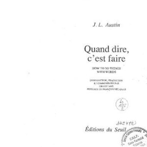 خرید و دانلود نسخه کامل کتاب Quand dire, c’est faire