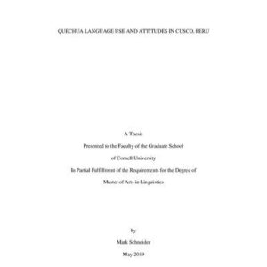 خرید و دانلود نسخه کامل کتاب Quechua language use and attitudes in Cuzco, Peru