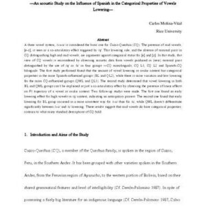 خرید و دانلود نسخه کامل کتاب Reconsidering Cuzco-Quechua Vowels —An acoustic Study on the Influence of Spanish in the Categorical Properties of Vowels Lowering—