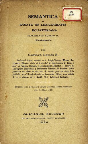 خرید و دانلود نسخه کامل کتاب Semántica o ensayo de lexicografía ecuatoriana. Continuación_689e50fd1ae9f.jpeg خرید و دانلود نسخه کامل کتاب Semántica o ensayo de lexicografía ecuatoriana. Continuación