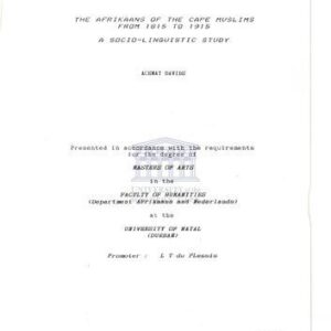 خرید و دانلود نسخه کامل کتاب The Afrikaans of the Cape Muslims from 1815 to 1915: a socio-linguistic study
