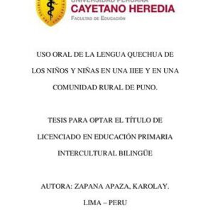 خرید و دانلود نسخه کامل کتاب Uso oral de la lengua quechua de los niños y niñas en una IIEE y en una comunidad rural de Puno