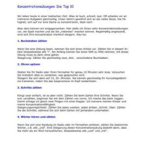 خرید و دانلود نسخه کامل کتاب 10 Konzentrationsübungen