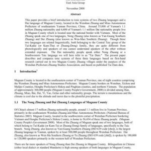خرید و دانلود نسخه کامل کتاب A Brief Overview of the Tone Systems of the Zhuang and Dai Languages of Maguan County, Yunnan, China
