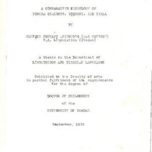 خرید و دانلود نسخه کامل کتاب A comparative phonology of Yoruba dialects, Iṣẹkiri and Igala