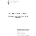 خرید و دانلود نسخه کامل کتاب A Description of Eton – Phonology, Morphology, Basic Syntax and Lexicon