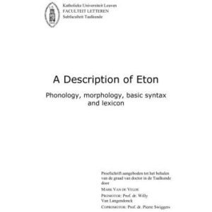 خرید و دانلود نسخه کامل کتاب A Description of Eton – Phonology, Morphology, Basic Syntax and Lexicon