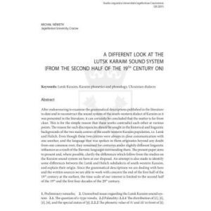 خرید و دانلود نسخه کامل کتاب A different look at the Lutsk Karaim sound system (from the second half of the 19 th century on)