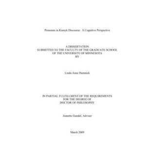 خرید و دانلود نسخه کامل کتاب A dissertation – Pronouns in Kumyk discourse: a cognitive perspective