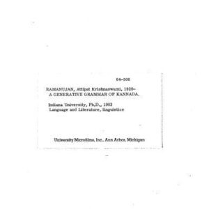 خرید و دانلود نسخه کامل کتاب A generative grammar of Kannada