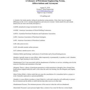 خرید و دانلود نسخه کامل کتاب A Glossary of Petroleum Engineering Terms, Abbreviations and Acronyms
