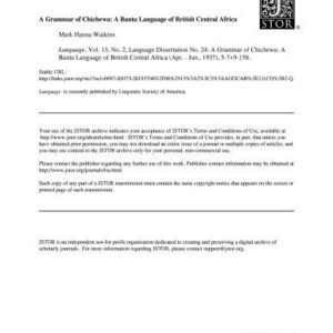 خرید و دانلود نسخه کامل کتاب A grammar of Chichewa, a Bantu language of British Central Africa