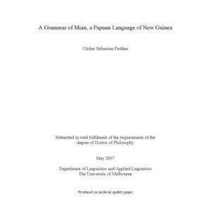 خرید و دانلود نسخه کامل کتاب A grammar of Mian, a Papuan language of New Guinea