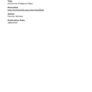 خرید و دانلود نسخه کامل کتاب A Grammar of Nigerian Pidgin