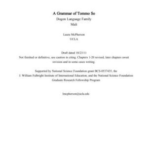 خرید و دانلود نسخه کامل کتاب A Grammar of Tommo So. Dogon Language Family Mali