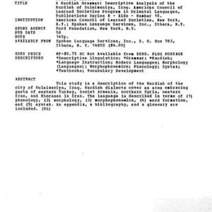 خرید و دانلود نسخه کامل کتاب A kurdish grammar