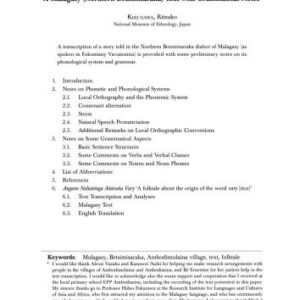 خرید و دانلود نسخه کامل کتاب A Malagasy (Northern Betsimisaraka) Text with Grammatical Notes