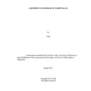 خرید و دانلود نسخه کامل کتاب A reference grammar of Jambi Malay