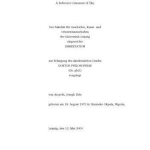 خرید و دانلود نسخه کامل کتاب A reference grammar of Oko: A West Benue-Congo language of North-Central Nigeria