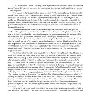 خرید و دانلود نسخه کامل کتاب A Stylistic Analysis of a fable The Unicorn in the Garden by J. Thurber