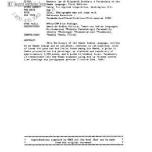 خرید و دانلود نسخه کامل کتاب A Vocabulary of the Omaha Language