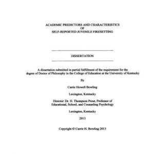 خرید و دانلود نسخه کامل کتاب Academic predictors and characteristics of self-reported juvenile firesetting