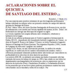 خرید و دانلود نسخه کامل کتاب Aclaraciones sobre el quichua de Santiago del Estero (familia quechua)