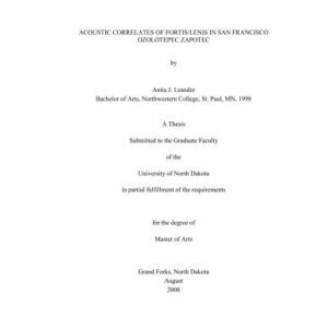 خرید و دانلود نسخه کامل کتاب Acoustic correlates of forms/lenis in San Francisco ozolotepec Zapotec