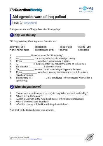خرید و دانلود نسخه کامل کتاب Aid agencies warn of Iraq pullout after kidnappings-Advanced level_68beb419104e0.jpeg خرید و دانلود نسخه کامل کتاب Aid agencies warn of Iraq pullout after kidnappings-Advanced level