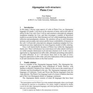 خرید و دانلود نسخه کامل کتاب Algonquian verb structure: Plains Cree