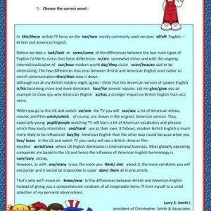 خرید و دانلود نسخه کامل کتاب American English and British English – worksheets