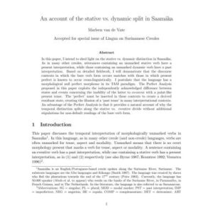 خرید و دانلود نسخه کامل کتاب An account of the stative vs. dynamic split in Saamaka