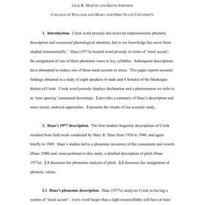 خرید و دانلود نسخه کامل کتاب An acoustic study of tonal accent in Creek