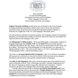 خرید و دانلود نسخه کامل کتاب An Annotated Bibliography of Bilingual Dictionaries and Vocabularies of the Languages of the World held at Indiana University, Bloomington