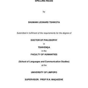 خرید و دانلود نسخه کامل کتاب An evaluation of Tshivenḓa orthography with special reference to PAN South African Language Board spelling rules