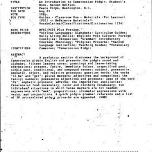 خرید و دانلود نسخه کامل کتاب An Introduction to Cameroonian Pidgin. Studentʼs Book