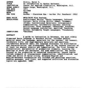 خرید و دانلود نسخه کامل کتاب An introduction to spoken Setswana