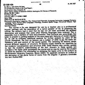 خرید و دانلود نسخه کامل کتاب An Introductory Course in Gã + Gã Tonology(paper)