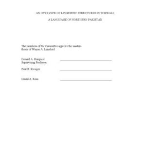 خرید و دانلود نسخه کامل کتاب An Overview of Linguistic Structures in Torwali, a Language of Northern Pakistan