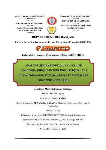 خرید و دانلود نسخه کامل کتاب Analyse sémantique dʼun ouvrage lexicographique interlinguistique: cas du dictionnaire tupuri-français-anglais de Suzanne Ruelland_68b7065072e2d.jpeg خرید و دانلود نسخه کامل کتاب Analyse sémantique dʼun ouvrage lexicographique interlinguistique: cas du dictionnaire tupuri-français-anglais de Suzanne Ruelland