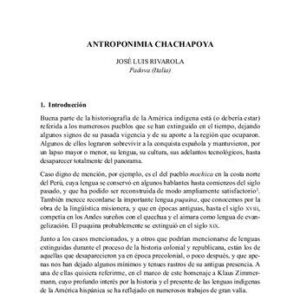 خرید و دانلود نسخه کامل کتاب Antroponimia chachapoya