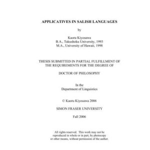 خرید و دانلود نسخه کامل کتاب Applicatives in Salish languages