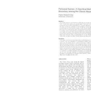 خرید و دانلود نسخه کامل کتاب [Article] Personal Names: A Diacritical Marker of an Ethnic Boundary Among the Classic Maya