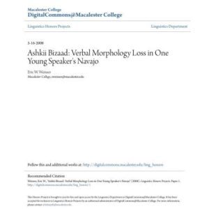 خرید و دانلود نسخه کامل کتاب Ashkii Bizaad: Verbal Morphology Loss in One Young Speaker’s Navajo