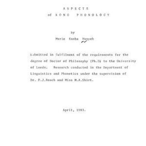 خرید و دانلود نسخه کامل کتاب Aspects of Kono phonology